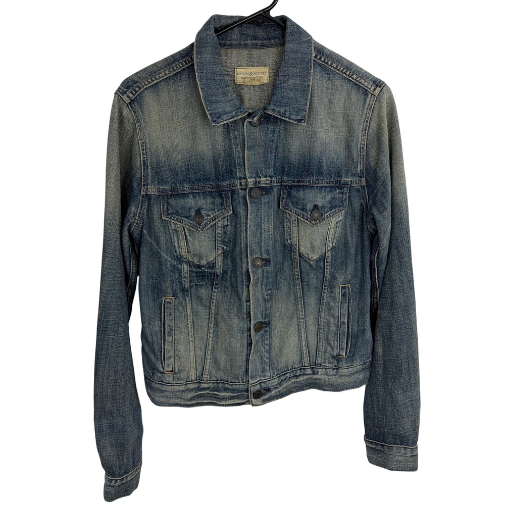 Denim & Supply Jacket Womens Large Blue Ralph Lauren Trucker Jean Coat Faded